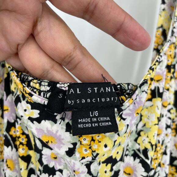 Social Standard By Sanctuary Tie Shoulder Floral Midi Dress Size Large - Picture 8 of 8
